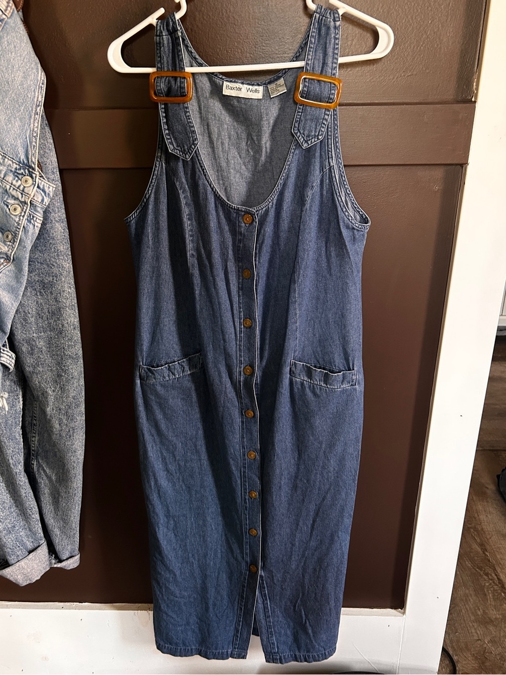 Baxter Wells Blue Denim Button-Front Midi Dress